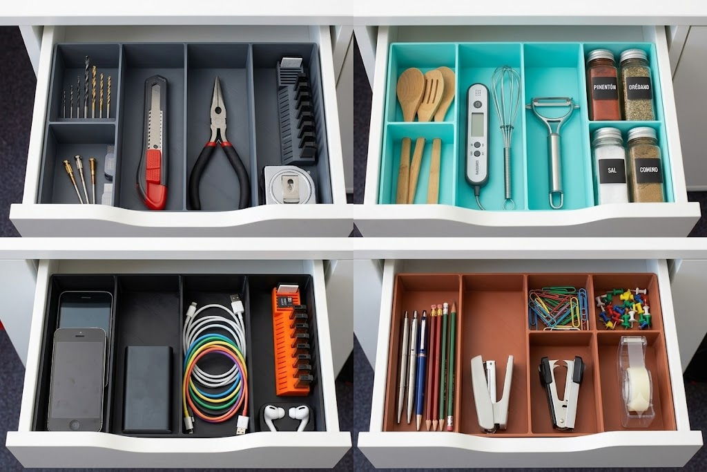 Organizadores impresos en 3D para cajones y hogar