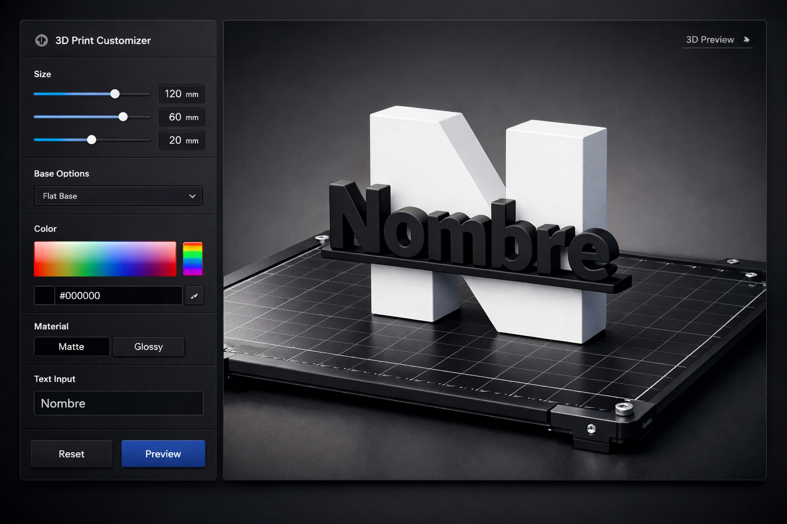 Nombres Personalizados impresos en 3D